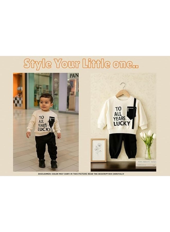 MINIIMODZ Minii Modz Years Lucky Design Boy Set | Printed Co-Ord Outfit for Toddlers | Cotton Blend Winter Co-Ord Outfit for Kids (2–4 Years) - Image 5